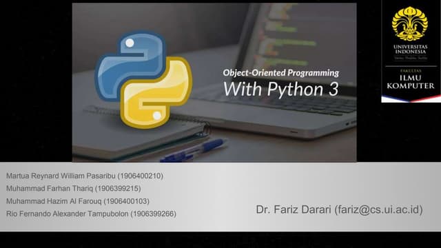 Object oriented programming in python 3 | PPT