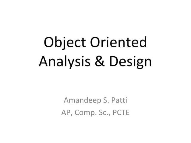 Object analysis and design