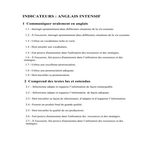 Objectifs Anglais Intensif