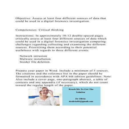 Objective Assess at least four different sources of data that cou.docx