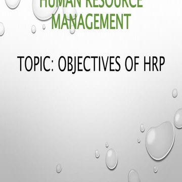 Objective of HRP