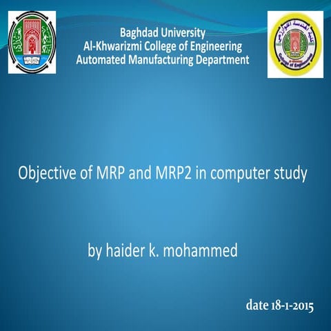 Objective of MRP and MRP II in computer study