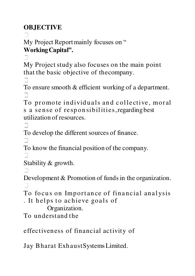 Objective Of Project