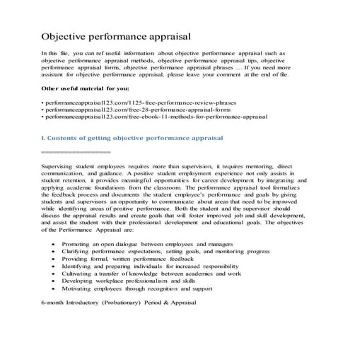 Objective performance appraisal