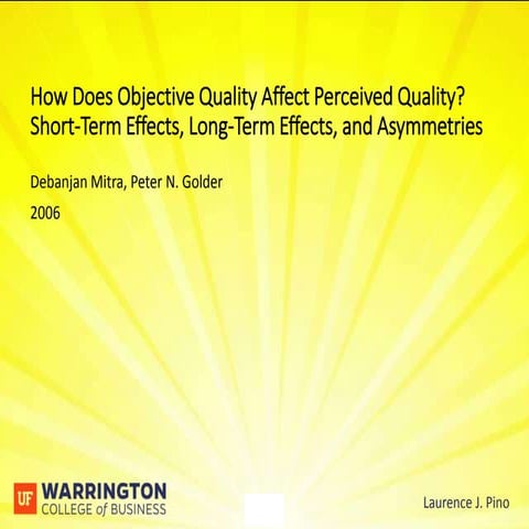Objective Quality, Perceived Quality and Reputational Risk | PPTX