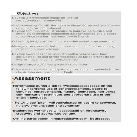 Objectives and assessment brand me | PDF