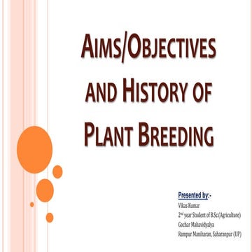 Plant Breeding - Objectives and History