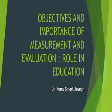 Objectives and importance of measurement and evaluation