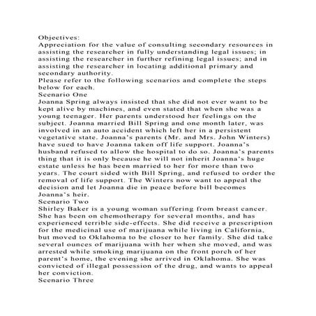 Objectives Appreciation for the value of consulting secondary res.docx