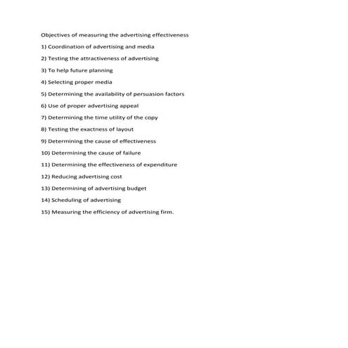 Objectives of measuring the advertising effectiveness