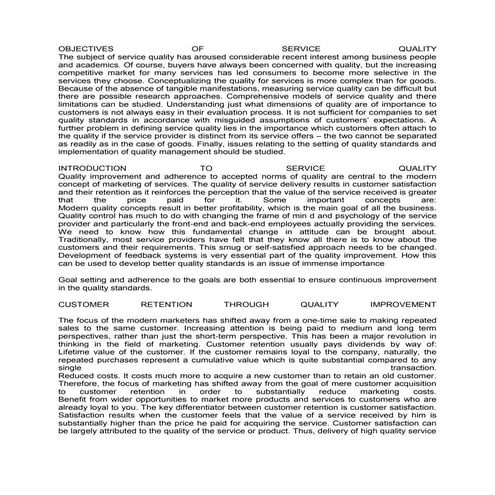 Objectives of service quality | DOCX