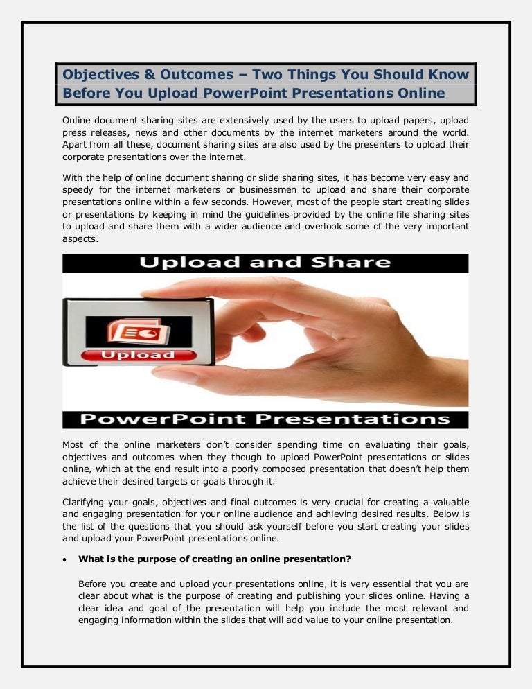 objectives outcomes two things you should know before you upload