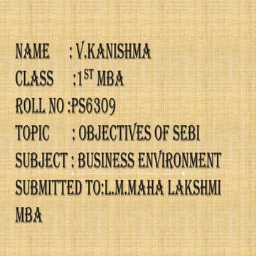 OBJECTIVES OF SEBI