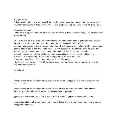 Objective This activity is designed to help you understand th.docx