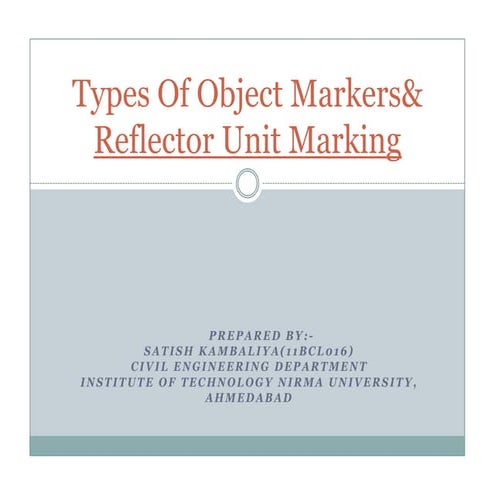 Object markers and reflector unit marking