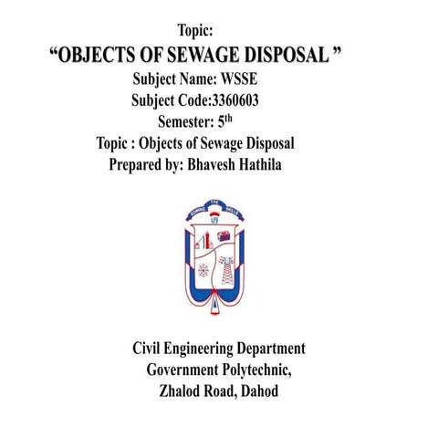 Object of sewege desposal