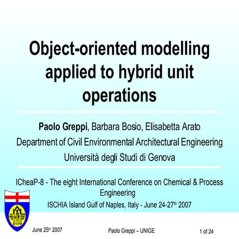Object-oriented modelling applied to hybrid unit operations