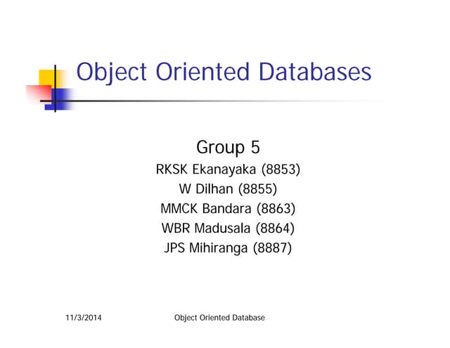 Object oriented databases