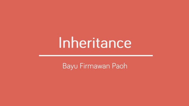 Object Oriented Programing - Inheritance