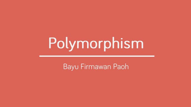 Object Oriented Programing - Polymrphism