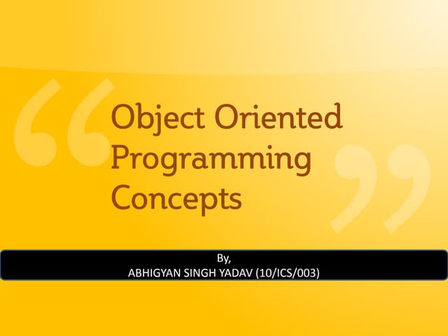 Object Oriented Programming Concepts | PPTX | Programming Languages ...
