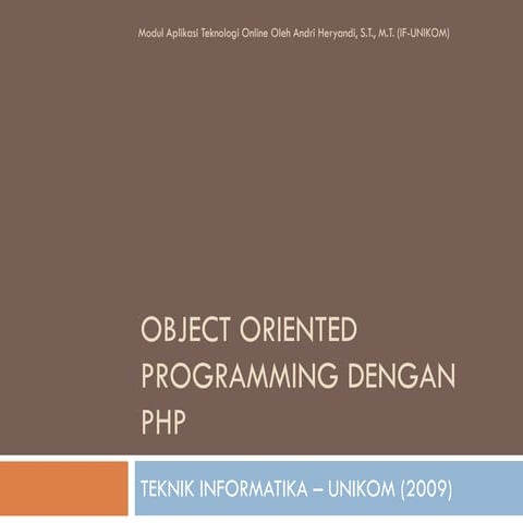 Object oriented programming dengan php | PDF