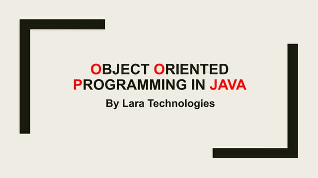Object oriented programming in java