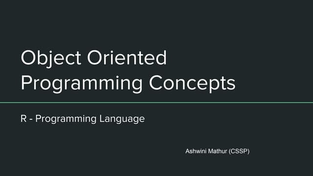 Object oriented programming in r | PPT
