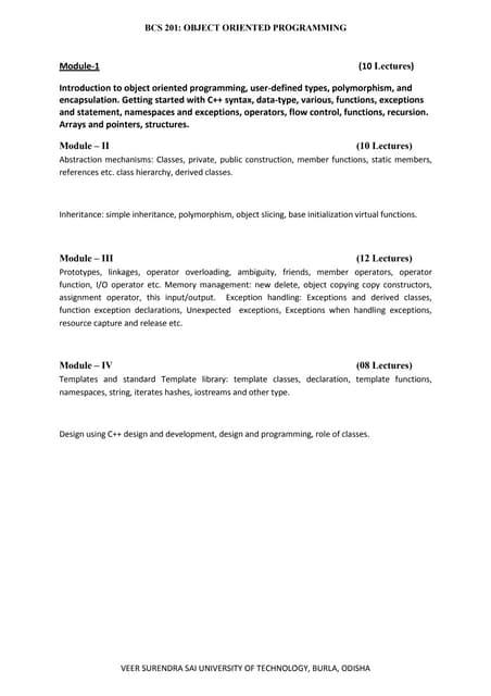 Object Oriented Programming Lecture Notes | PDF | Programming Languages ...