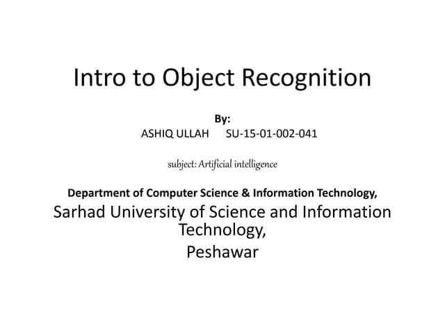 Introduction To Object Recognition Pptx Introduction To Object Recognition Pptx