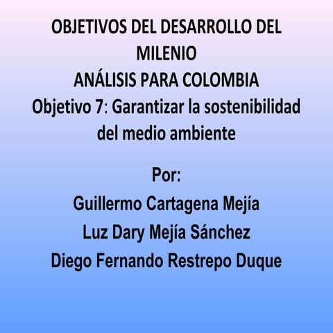 Objetivo 7 del milenio en colobia