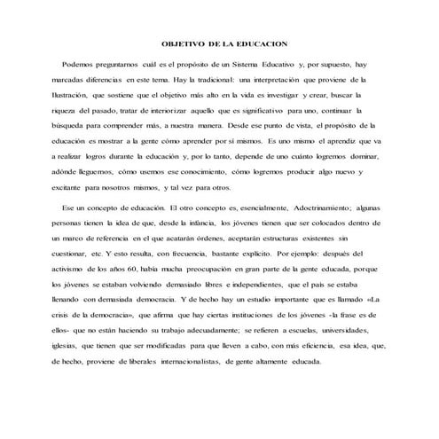 Objetivo de la educacion