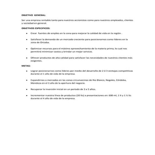 Objetivos y Metas de Agua Loka