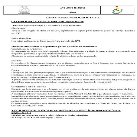 Resposta aos Objectivos de História