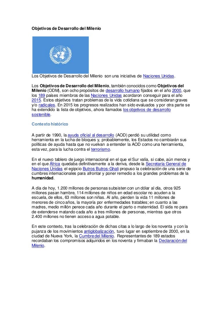 Objetivos De Desarrollo Del Milenio