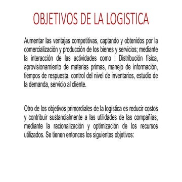Objetivos de la logistica