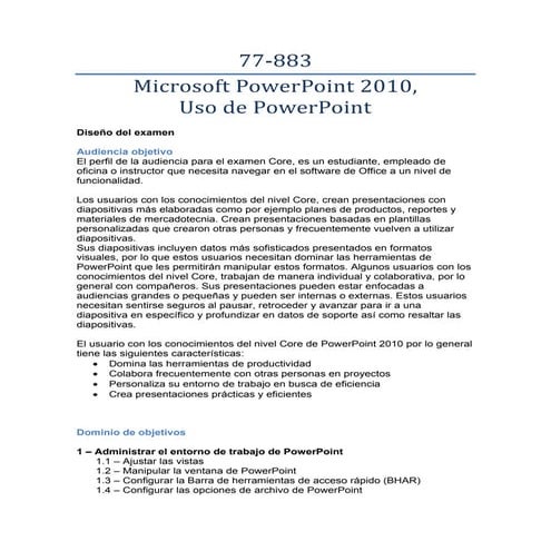 Objetivos Power Point 2010