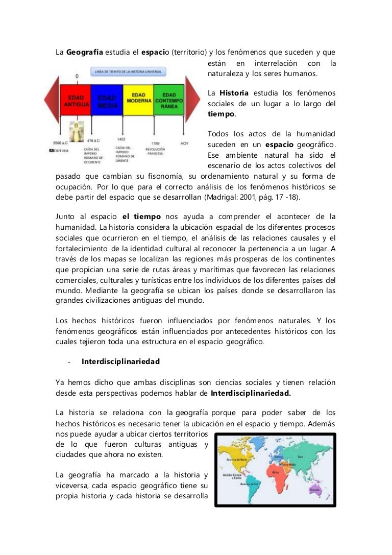 Objeto de estudio de la geografía e historia