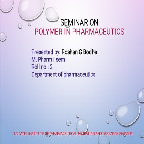 polymer in pharmacy and application of polymers