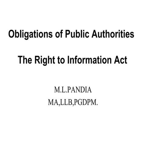 Obligations Of Public Authorities