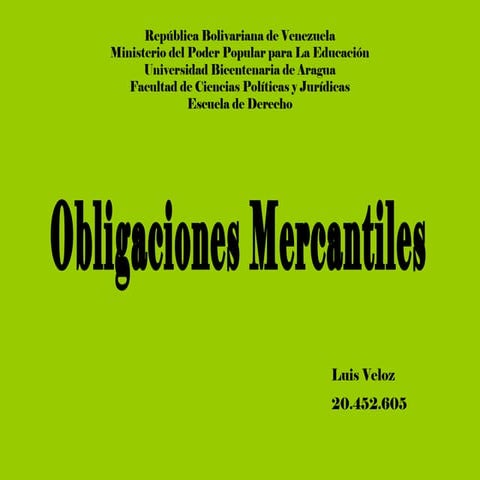 Obligaciones mercantiles en el derecho