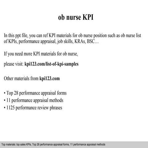 Ob gyn nurse kpi | PPT
