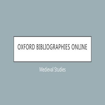 Oxford Bibliographies Online Instructional Presentation