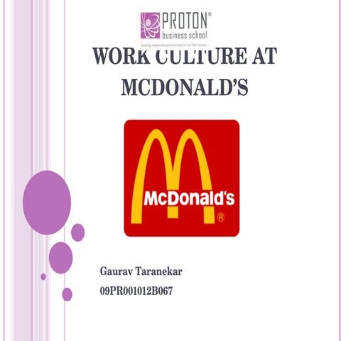 Work Culture at McDonalds