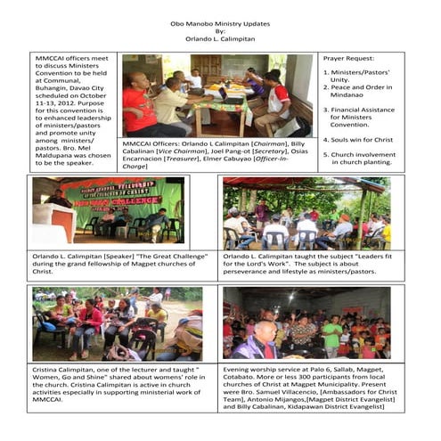 OBO MANOBO MINISTRY UPDATES