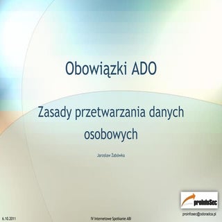 Obowiązki ADO - zasady przetwarzani...