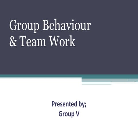Group behaviour and Team work