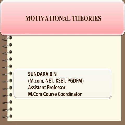 Organisation Behaviour - Early and Contemporary theories of motivation