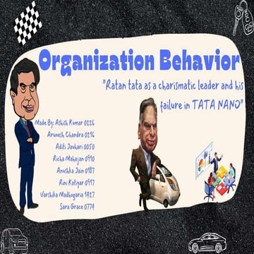 Ratan Tata as a charismatic leader and his failure in tata nano