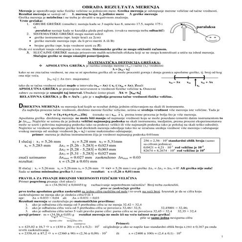 Obrada rezultata merenja 